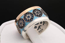 Load image into Gallery viewer, Nazar ! Turkish Handmade Blue Turquoise Color Enamel Evil Eye Sapphire Topaz Sterling Silver Ring All Sizes Available
