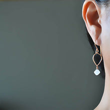 Load image into Gallery viewer, Rainbow Moonstone Earrings Lotus Loop 14/20 Rose Gold-Filled June Birthstone
