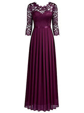 Load image into Gallery viewer, Miusol Women's Formal Floral Lace Wedding Bridesmaid Maxi Dress (Small, A-Magenta)
