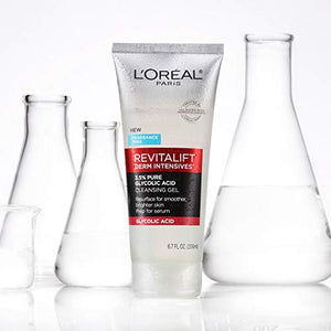 L'Oreal Paris Skincare Revitalift Derm Intensives Gel Cleanser with 3.5% Pure Glycolic Acid, Salicylic Acid to resurface and prep skin for serum, 6.7 fl oz