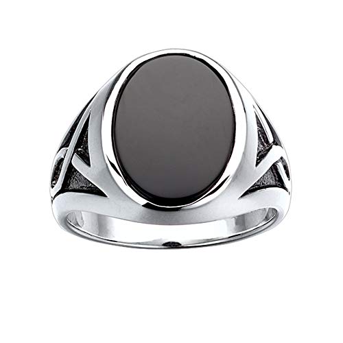 J.Goodman Sterling Silver Onyx Ring with Black Rhodium Accent Detail. Finger Size 11
