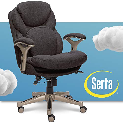 Serta Ergonomic Executive Office Chair Motion Technology Adjustable Mid Back Design with Lumbar Support, Dark Gray Fabric