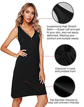 Load image into Gallery viewer, WiWi Women's Soft Bamboo Nightgowns Sleep Shirt Sleeveless Nightgown V Neck Sexy Chemise Sleep Dress S-4X, Black, 4X
