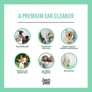 SKOUT'S HONOR: Probiotic Ear Cleaner for Pets - Gently Cleans, Soothes, and Protects Dirty, Itchy, and Irritated Ears - Fragrance-Free