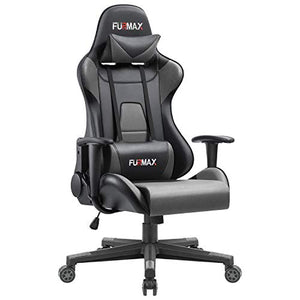 Furmax High-Back Gaming Office Chair Ergonomic Racing Style Adjustable Height Executive Computer Chair,PU Leather Swivel Desk Chair (Black/Grey)