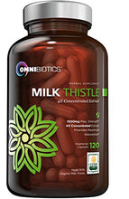 Load image into Gallery viewer, Organic Milk Thistle Capsules, 1500mg 4X Concentrated Extract with Silymarin is The Strongest Milk Thistle Supplement Available. Great for Liver Cleanse &amp; Detox! 120 Vegetarian Capsules
