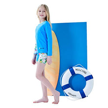 Load image into Gallery viewer, Ovovod Girls Swimsuit Two Piece Rash Guard Set for 4-14 Years UPF 50+ UV Protective Long Sleeve Swimwear Blue/Flamingo
