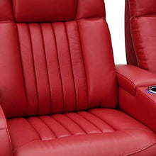Load image into Gallery viewer, Seatcraft Mantra Home Theater Seating - Power Recline Chair - Leather - Adjustable Headrest and Lumbar Support - Cup Holders - USB Charging - Storage - SoundShaker - Ambient Lighting (Single, Red)
