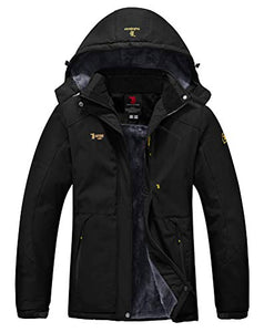 YSENTO Women's Fleece Ski Jacket Waterproof Windproof Mountain Raincoat Warm Snow Jacket Black Size M