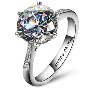 4ct Round Brilliant Nscd Sona Simulated Diamond Solitaire Wedding Engagement Ring - Finger Size 4