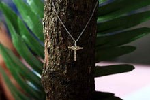 Load image into Gallery viewer, Dazzlingrock Collection 0.10 Carat (ctw) Round White Diamond Ladies Cross Pendant 1/10 CT (Silver Chain Included), 18K Yellow Gold
