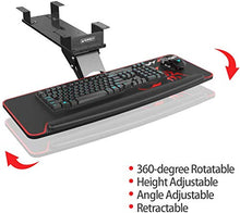 Load image into Gallery viewer, EUREKA ERGONOMIC Fully Adjustable Keyboard Drawers &amp; Platforms Tray, Rotatable Gaming Computer Desk Mount Drawer Underdesk Shelf Workspace Organizers, Black
