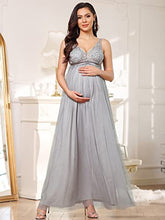 Load image into Gallery viewer, Ever-Pretty Women&#39;s Maxi A-line Sleeveless Lace V-Neck Maternity Photography Dresses Gray US12
