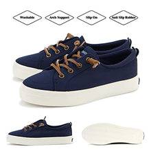 Load image into Gallery viewer, Women Canvas Fashion Sneaker Slip On Shoes with Arch Support Insole Boat Shoes Casual Platform Boots No Lace Needed/Washable/Anti Slip 7.5 Navy Blue
