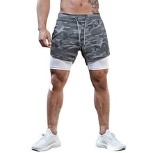 Load image into Gallery viewer, Surenow Mens Running Shorts，Workout Running Shorts for Men，2-in-1 Stealth Shorts， 7-Inch Gym Yoga Outdoor Sports Shorts Camouflage Grey
