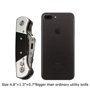 Summit Gear Heavy Duty Folding Utility Knife Dual Blades / Box Cutter / Pocket Knife with Nylon Pouch + 5 Blades (Professional Grade)