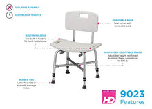 Load image into Gallery viewer, NOVA Medical Products Heavy Duty Shower &amp; Bath Chair with Back, 500 lb. Weight Capacity, Quick &amp; Easy Tools Free Assembly, Lightweight &amp; Seat Height Adjustable, Great for Travel, White
