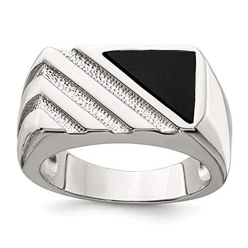 925 Sterling Silver Mens Black Onyx Band Ring Size 9.00 Man Fine Jewelry For Dad Mens Gifts For Him