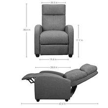 Load image into Gallery viewer, JUMMICO Fabric Recliner Chair Adjustable Home Theater Single Massage Recliner Sofa Furniture with Thick Seat Cushion and Backrest Modern Living Room Recliners (Grey)
