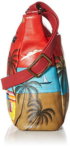 Anna by Anuschka Hand Painted Leather Women's Crossbody with Side Pockets, Viva Cuba