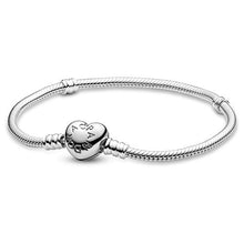 Load image into Gallery viewer, Pandora Jewelry Moments Heart Clasp Snake Chain Charm Sterling Silver Bracelet, 6.7"
