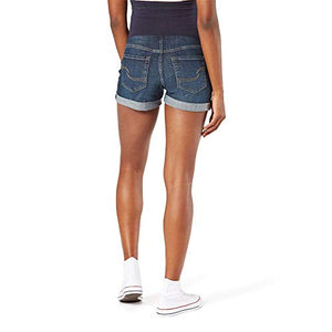 Signature by Levi Strauss & Co. Gold Label Women's Maternity Mid-Rise Shortie Shorts, Blue Laguna-Waterless, Large