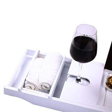 Load image into Gallery viewer, Cabot &amp; Carlyle Luxury Bath Caddy Tray for Tub | Bath Table | Premium Bamboo Bathtub Tray for Tub | Fits All Bath Accessories Wine Glass, Books, Tablets, Cellphones, Shampoo | Bath Shelf Foldable
