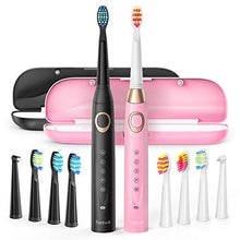 Load image into Gallery viewer, Fairywill Dual Sonic Electric Toothbrushes for Adults &amp; Kids - 10 Brush Heads 2 Travel Cases Included, 5 Modes with Smart Timer, Rechargeable Whitening Toothbrush USB Charging Lasts 30 Days
