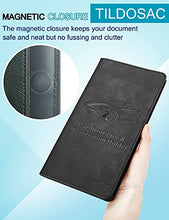 Load image into Gallery viewer, Car Registration and Insurance Card Holder，Tildosac Premium PU Leather Vehicle Glove Box Paperwork Wallet Case Document Organizer for Driver's License Key Information Cards With Magnetic Closure Black
