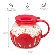 Load image into Gallery viewer, Ecolution Patented Microwave Micro-Pop Popcorn Popper, Borosilicate Glass, 3-in-1 Lid, Dishwasher Safe, BPA Free, 3 Quart Family Size, Red
