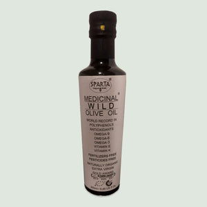 Sparta Limited Edition, Organic Extra Virgin Olive Oil, Wild Evoo-Oleocanthal 2043 mg/kg, Cold Pressed, Award Winning, High Polyphenol, Omega 9,6,3 Fatty Acids-1x250ml