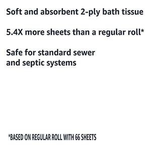 Amazon Basics 2-Ply Toilet Paper 5 Packs, 6 Rolls per pack (30 Rolls total) (Previously Solimo)