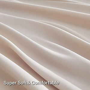 Bedsure Twin Size Sheets Set 4 PC - Deep Pocket Bed Sheets Twin Soft Brushed Microfiber, 1800 Hotel Luxury Bed Sheets Set, Wrinkle and Fade Resistant, Beige