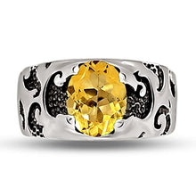 Load image into Gallery viewer, Natural 2ct Golden Citrine 925 Solid Sterling Silver Unisex Ring Size 7.25
