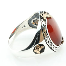 Load image into Gallery viewer, KAR 925K Stamped Sterling Silver Agate (Aqeeq) Men&#39;s Ring K41B (9.75)
