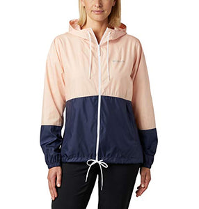 Columbia Women's Flash Forward Windbreaker, Water & Stain Resistant, Peach Cloud/Nocturnal, Large