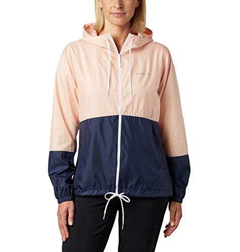 Columbia Women's Flash Forward Windbreaker, Water & Stain Resistant, Peach Cloud/Nocturnal, Large