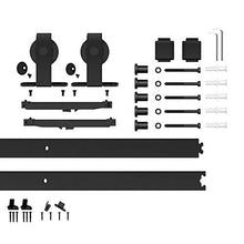 Load image into Gallery viewer, JUBEST 36in x 84in Glass Barn Door, Clear Tempered Glass Carbon Steel Pre Drilled Frame Sliding Barn Door Panel with 6FT Hardware Kit and Soft Close
