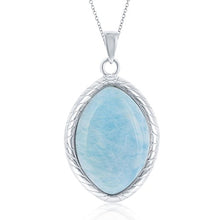 Load image into Gallery viewer, Sterling Silver Natural Larimar Marquise 18&quot; Pendant Necklace
