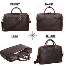 Load image into Gallery viewer, Jack&amp;Chris Genuine Brown Leather Briefcase Bag Mens Messenger Bag 14 inch Leather Laptop Bag for Men, NM1864-5
