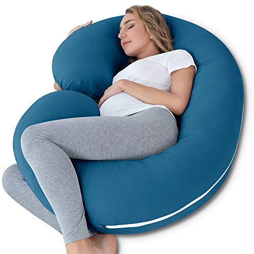 INSEN Pregnancy Body Pillow with Jersey Cover,C Shaped Full Body Pillow for Pregnant Women