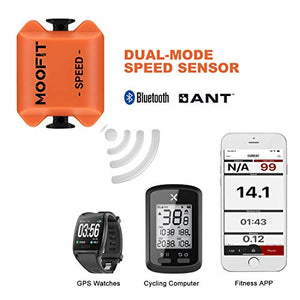 moofit Bike Cadence and Speed Sensor Bluetooth & ANT+ Wireless Cycling Cadence Speed Sensor IP67 Waterproof for Zwift, Rouvy, Endomondo, Peloton, OpenRider and More