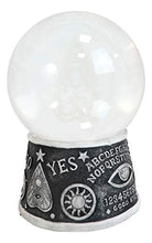 Load image into Gallery viewer, Ebros Wicca Sacred Moon Ouija Spirit Trance Board Evil Eye Pedestal Figurine with Blue and White LED Scrying Glass Gazing Ball Orb Fused with Scroll Lace Planchette Symbol
