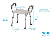 Load image into Gallery viewer, NOVA Medical Products Shower and Bath Chair with Arms, Quick &amp; Easy Tools Free Assembly, Lightweight and Seat Height Adjustable, Great for Travel, White
