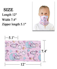 Load image into Gallery viewer, Little Girl Unicorn Gift Neck Gaiter Filters, 4 12 Years Old Bandana,Half Face Protective Balaclava, Kids Headwear, Toddler Headgear, Infinity Scarf, Safety Cover Child Breathable Hiking Mask
