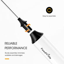 Load image into Gallery viewer, FoodVille MF05 Rechargeable Milk Frother USB Charging Handheld Foam Maker with Balloon Whisk, 16 Pcs Latte Art Templates, Stainless Steel Stand for Cappuccino, Latte, Protein Powder
