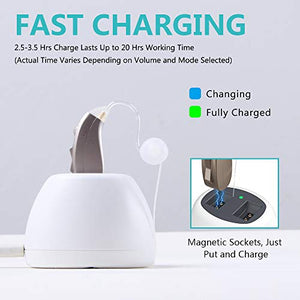 Coniler Smart Hearing Amplifier with Digital Noise Reduction，Rechargeable Sound Aids with Double Charging Holes Suitable for Adults and Seniors (Only1 Aid)