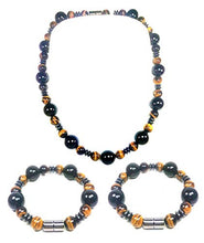 Load image into Gallery viewer, AURAS BY OSIRIS - Tigers Eye Necklace and Bracelet Set - Onyx Hematite - Incredibly Strong Magnetic Clasp - Confidence - Protection - Bead Bracelet For Men and Women
