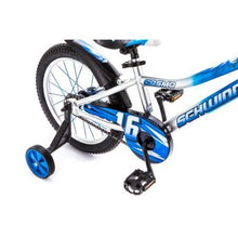 Load image into Gallery viewer, Schwinn 16-Inches Cosmo Boys' Bike, Features Included Water Bottle, Training Wheels, Coordinating Seat, Chain Guard, Front Plate and Sport Rear Fender, Blue/Gray
