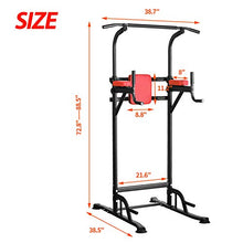 Load image into Gallery viewer, PUPZO Pull Up Bars Power Tower Workout Dip Stands Push-Up Station Strength Training Fitness Equipment for Home Gym (Red &amp; Black)
